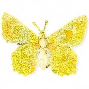 Vintage Butterfly Brooch Pin Gold Plated Textured Design